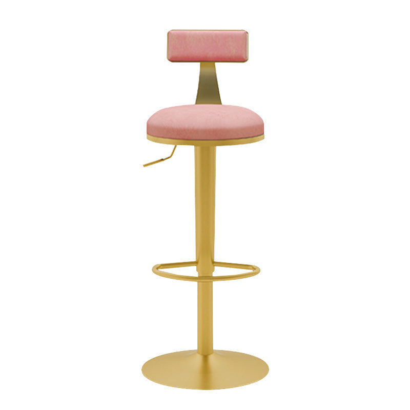 Glam Liftable Backrest Counter Stool Iron Household Bar Stool with Cushion Nude Pink 1 Piece Clearhalo 'Bar Furniture' 'Bar Stools' 'bar_stools' 'furn' 'furn_bar_stools' 'furniture_bar_stools' 'Kitchen & Dining Furniture' 'kitchen&dining_furn' 'kitchen' 'kitchen_furn' Furniture' 4258756