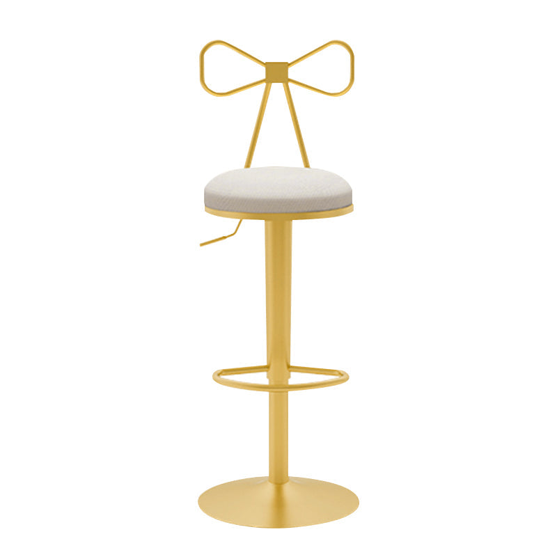 Glam Liftable Backrest Counter Stool Iron Household Bar Stool with Cushion White 1 Piece Clearhalo 'Bar Furniture' 'Bar Stools' 'bar_stools' 'furn' 'furn_bar_stools' 'furniture_bar_stools' 'Kitchen & Dining Furniture' 'kitchen&dining_furn' 'kitchen' 'kitchen_furn' Furniture' 4258757