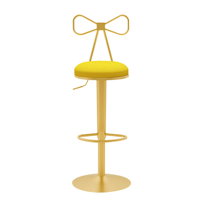 Glam Liftable Backrest Counter Stool Iron Household Bar Stool with Cushion Yellow 1 Piece Clearhalo 'Bar Furniture' 'Bar Stools' 'bar_stools' 'furn' 'furn_bar_stools' 'furniture_bar_stools' 'Kitchen & Dining Furniture' 'kitchen&dining_furn' 'kitchen' 'kitchen_furn' Furniture' 4258759