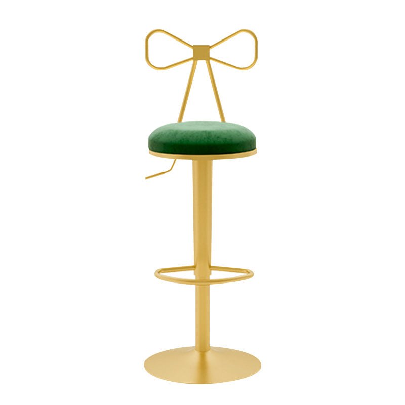 Glam Liftable Backrest Counter Stool Iron Household Bar Stool with Cushion Green 1 Piece Clearhalo 'Bar Furniture' 'Bar Stools' 'bar_stools' 'furn' 'furn_bar_stools' 'furniture_bar_stools' 'Kitchen & Dining Furniture' 'kitchen&dining_furn' 'kitchen' 'kitchen_furn' Furniture' 4258761