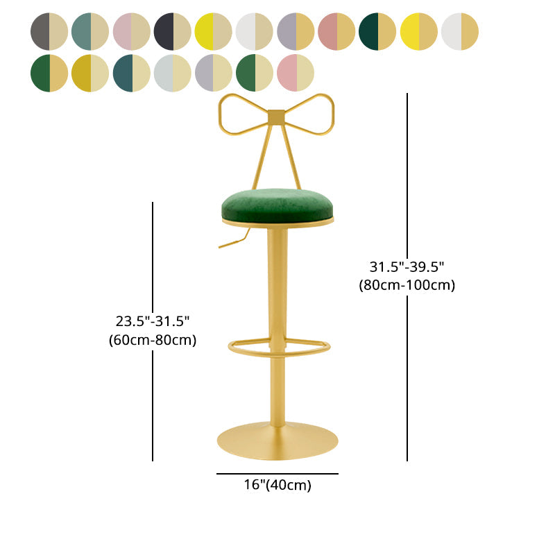Glam Liftable Backrest Counter Stool Iron Household Bar Stool with Cushion Clearhalo 'Bar Furniture' 'Bar Stools' 'bar_stools' 'furn' 'furn_bar_stools' 'furniture_bar_stools' 'Kitchen & Dining Furniture' 'kitchen&dining_furn' 'kitchen' 'kitchen_furn' Furniture' 4258763