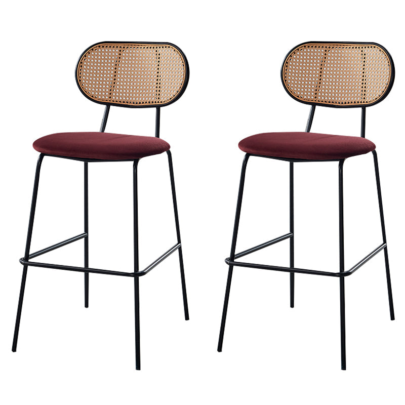Modern Arm-less Bar Stool Rectangle Low Back Footrest Indoor Counter Stool(set of 2) Burgundy 2 Piece Set Clearhalo 'Bar Furniture' 'Bar Stools' 'bar_stools' 'furn' 'furn_bar_stools' 'furniture_bar_stools' 'Kitchen & Dining Furniture' 'kitchen&dining_furn' 'kitchen' 'kitchen_furn' Furniture' 4258783