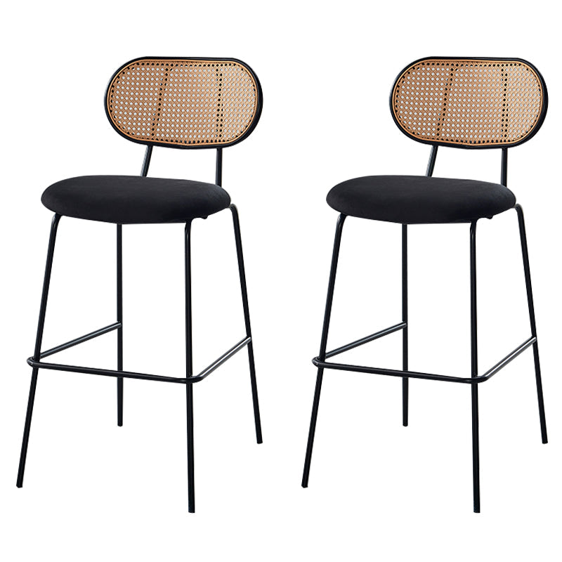 Modern Arm-less Bar Stool Rectangle Low Back Footrest Indoor Counter Stool(set of 2) Black 2 Piece Set Clearhalo 'Bar Furniture' 'Bar Stools' 'bar_stools' 'furn' 'furn_bar_stools' 'furniture_bar_stools' 'Kitchen & Dining Furniture' 'kitchen&dining_furn' 'kitchen' 'kitchen_furn' Furniture' 4258785