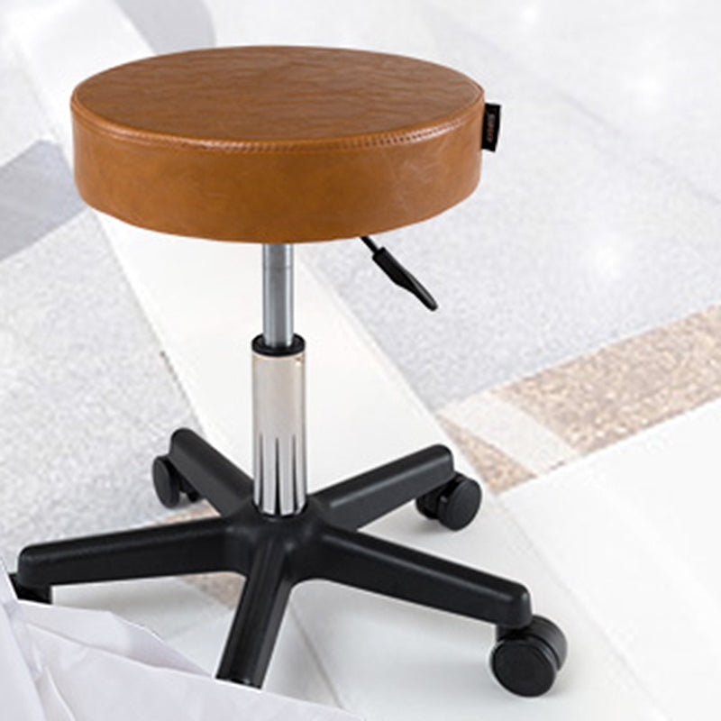 Adjustable Height Modern Bar Stool Swivel Brown Metal Counter-height Stool Clearhalo 'Bar Furniture' 'Bar Stools' 'bar_stools' 'furn' 'furn_bar_stools' 'furniture_bar_stools' 'Kitchen & Dining Furniture' 'kitchen&dining_furn' 'kitchen' 'kitchen_furn' Furniture' 4258814