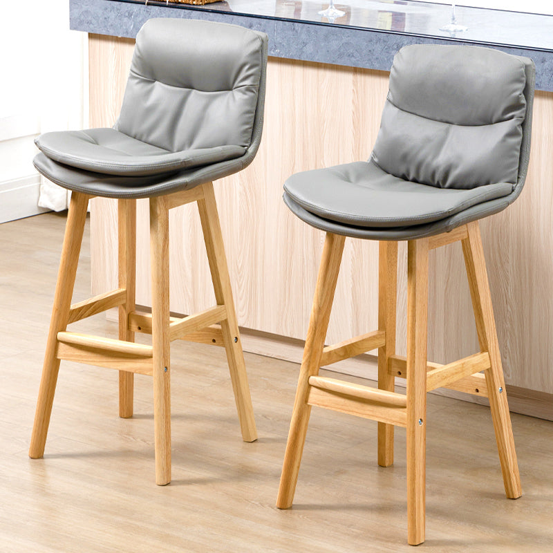 Leather Bucket Bar Stool Low Back Modern Indoor Counter Stool with Wood Legs Clearhalo 'Bar Furniture' 'Bar Stools' 'bar_stools' 'furn' 'furn_bar_stools' 'furniture_bar_stools' 'Kitchen & Dining Furniture' 'kitchen&dining_furn' 'kitchen' 'kitchen_furn' Furniture' 4258822