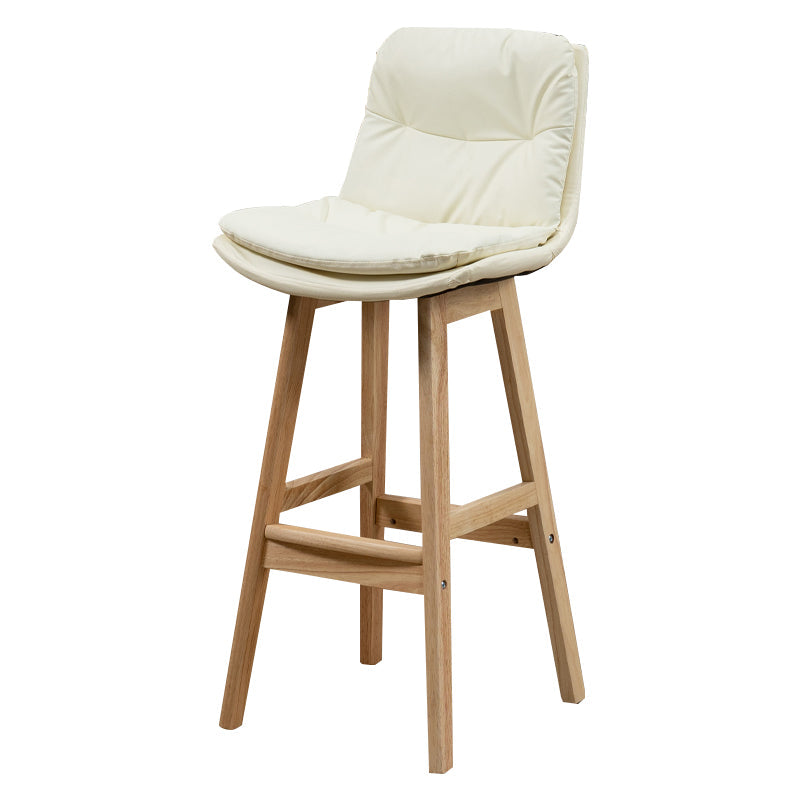 Leather Bucket Bar Stool Low Back Modern Indoor Counter Stool with Wood Legs Off-White 1 Piece Clearhalo 'Bar Furniture' 'Bar Stools' 'bar_stools' 'furn' 'furn_bar_stools' 'furniture_bar_stools' 'Kitchen & Dining Furniture' 'kitchen&dining_furn' 'kitchen' 'kitchen_furn' Furniture' 4258823