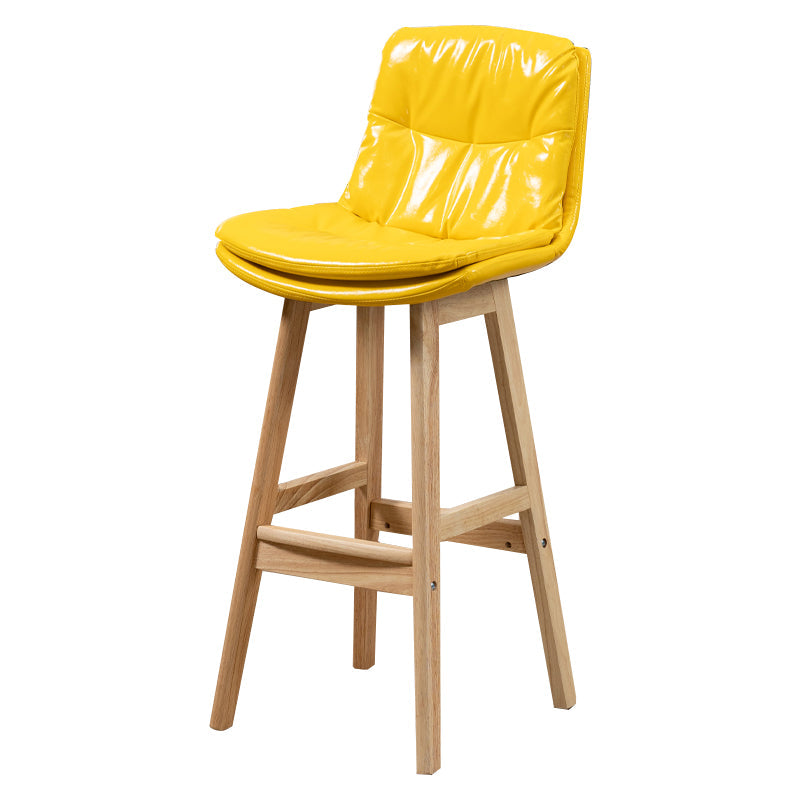 Leather Bucket Bar Stool Low Back Modern Indoor Counter Stool with Wood Legs Yellow 1 Piece Clearhalo 'Bar Furniture' 'Bar Stools' 'bar_stools' 'furn' 'furn_bar_stools' 'furniture_bar_stools' 'Kitchen & Dining Furniture' 'kitchen&dining_furn' 'kitchen' 'kitchen_furn' Furniture' 4258824