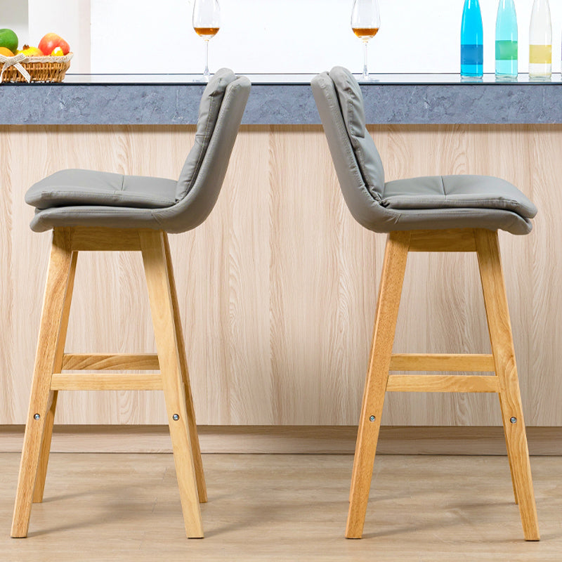 Leather Bucket Bar Stool Low Back Modern Indoor Counter Stool with Wood Legs Clearhalo 'Bar Furniture' 'Bar Stools' 'bar_stools' 'furn' 'furn_bar_stools' 'furniture_bar_stools' 'Kitchen & Dining Furniture' 'kitchen&dining_furn' 'kitchen' 'kitchen_furn' Furniture' 4258826