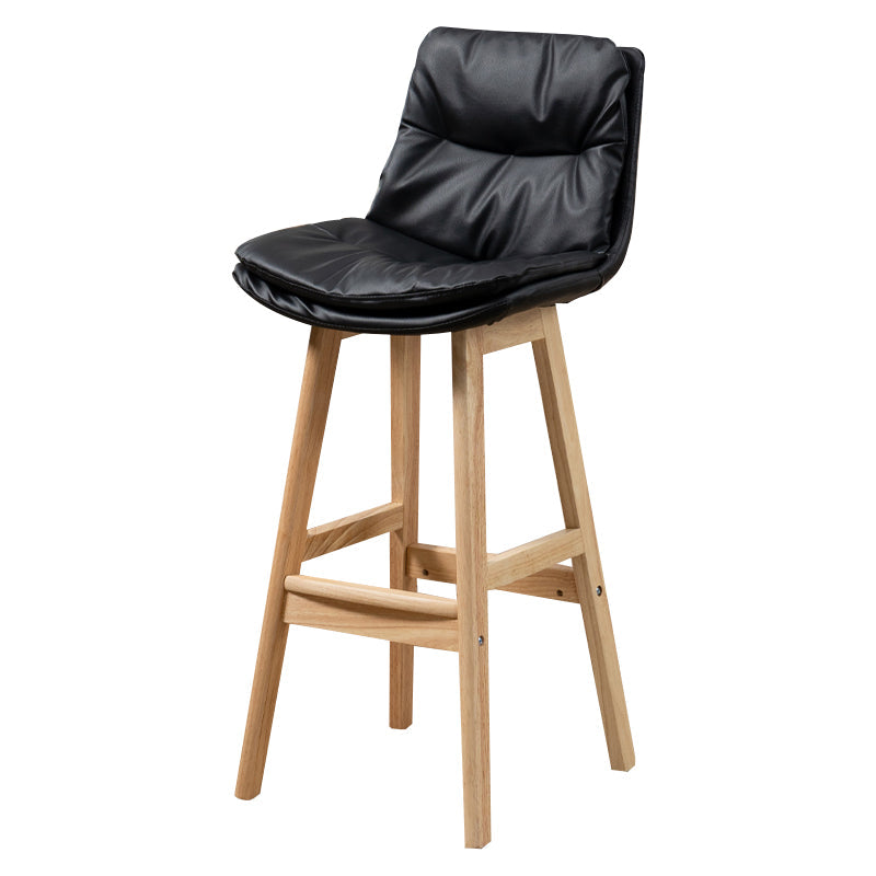 Leather Bucket Bar Stool Low Back Modern Indoor Counter Stool with Wood Legs Black 1 Piece Clearhalo 'Bar Furniture' 'Bar Stools' 'bar_stools' 'furn' 'furn_bar_stools' 'furniture_bar_stools' 'Kitchen & Dining Furniture' 'kitchen&dining_furn' 'kitchen' 'kitchen_furn' Furniture' 4258827