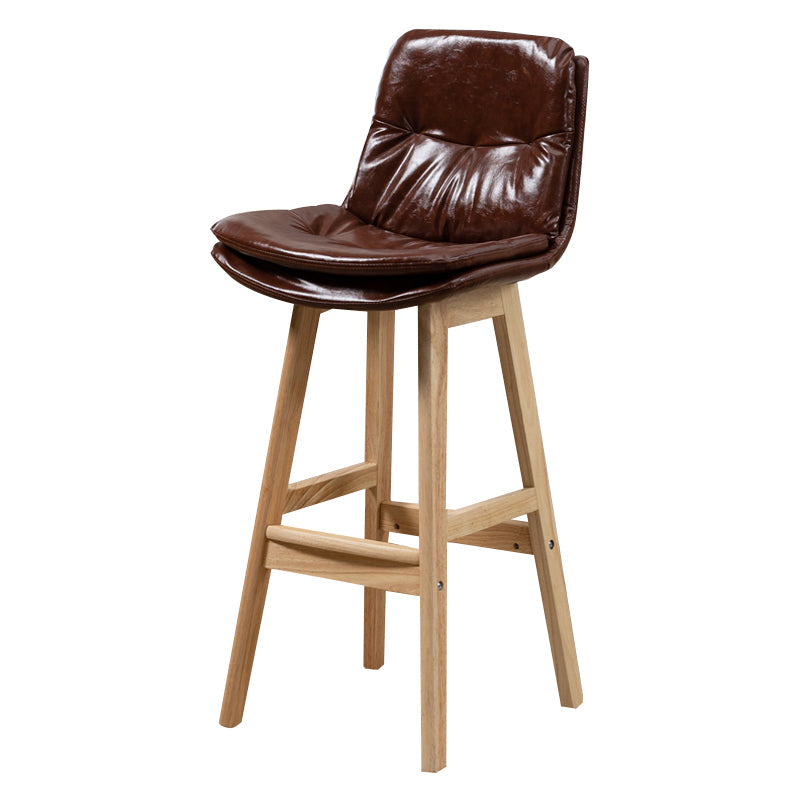 Leather Bucket Bar Stool Low Back Modern Indoor Counter Stool with Wood Legs Brown 1 Piece Clearhalo 'Bar Furniture' 'Bar Stools' 'bar_stools' 'furn' 'furn_bar_stools' 'furniture_bar_stools' 'Kitchen & Dining Furniture' 'kitchen&dining_furn' 'kitchen' 'kitchen_furn' Furniture' 4258828