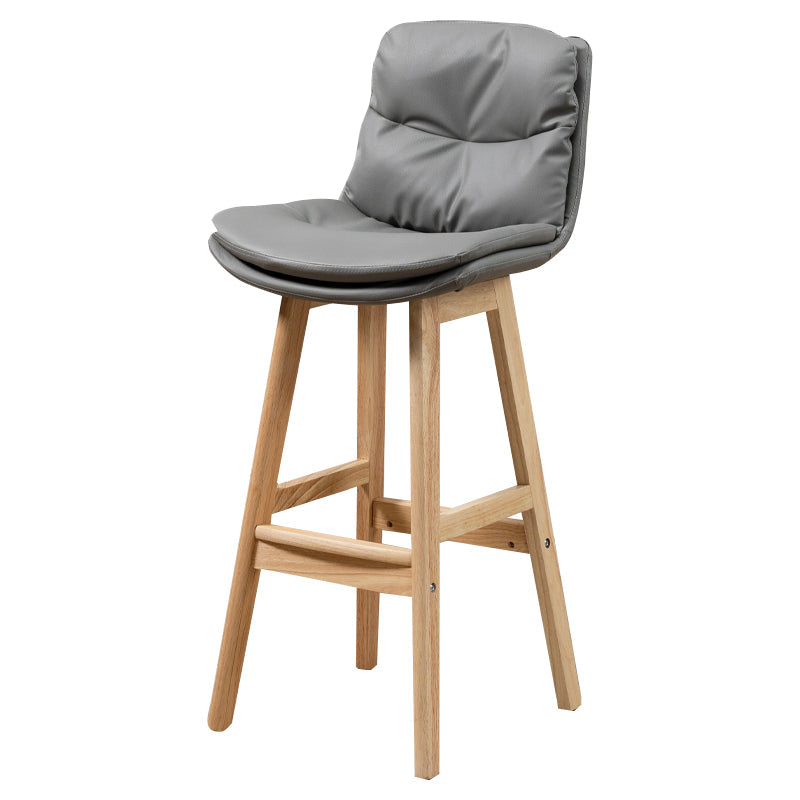 Leather Bucket Bar Stool Low Back Modern Indoor Counter Stool with Wood Legs Clearhalo 'Bar Furniture' 'Bar Stools' 'bar_stools' 'furn' 'furn_bar_stools' 'furniture_bar_stools' 'Kitchen & Dining Furniture' 'kitchen&dining_furn' 'kitchen' 'kitchen_furn' Furniture' 4258830