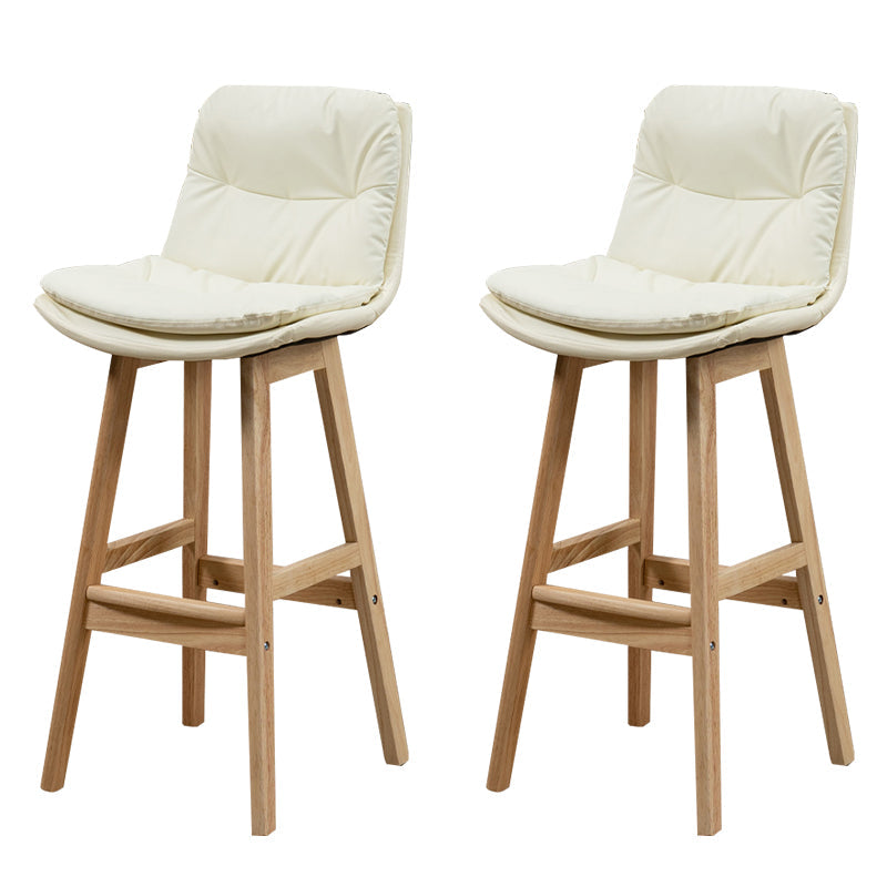 Leather Bucket Bar Stool Low Back Modern Indoor Counter Stool with Wood Legs Off-White 2 Piece Set Clearhalo 'Bar Furniture' 'Bar Stools' 'bar_stools' 'furn' 'furn_bar_stools' 'furniture_bar_stools' 'Kitchen & Dining Furniture' 'kitchen&dining_furn' 'kitchen' 'kitchen_furn' Furniture' 4258835