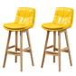 Leather Bucket Bar Stool Low Back Modern Indoor Counter Stool with Wood Legs Yellow 2 Piece Set Clearhalo 'Bar Furniture' 'Bar Stools' 'bar_stools' 'furn' 'furn_bar_stools' 'furniture_bar_stools' 'Kitchen & Dining Furniture' 'kitchen&dining_furn' 'kitchen' 'kitchen_furn' Furniture' 4258836