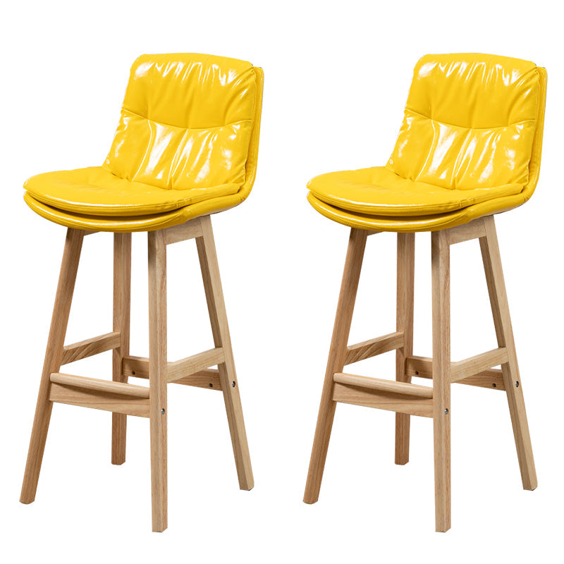 Leather Bucket Bar Stool Low Back Modern Indoor Counter Stool with Wood Legs Yellow 2 Piece Set Clearhalo 'Bar Furniture' 'Bar Stools' 'bar_stools' 'furn' 'furn_bar_stools' 'furniture_bar_stools' 'Kitchen & Dining Furniture' 'kitchen&dining_furn' 'kitchen' 'kitchen_furn' Furniture' 4258836