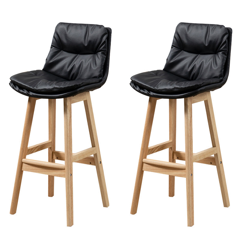 Leather Bucket Bar Stool Low Back Modern Indoor Counter Stool with Wood Legs Black 2 Piece Set Clearhalo 'Bar Furniture' 'Bar Stools' 'bar_stools' 'furn' 'furn_bar_stools' 'furniture_bar_stools' 'Kitchen & Dining Furniture' 'kitchen&dining_furn' 'kitchen' 'kitchen_furn' Furniture' 4258838