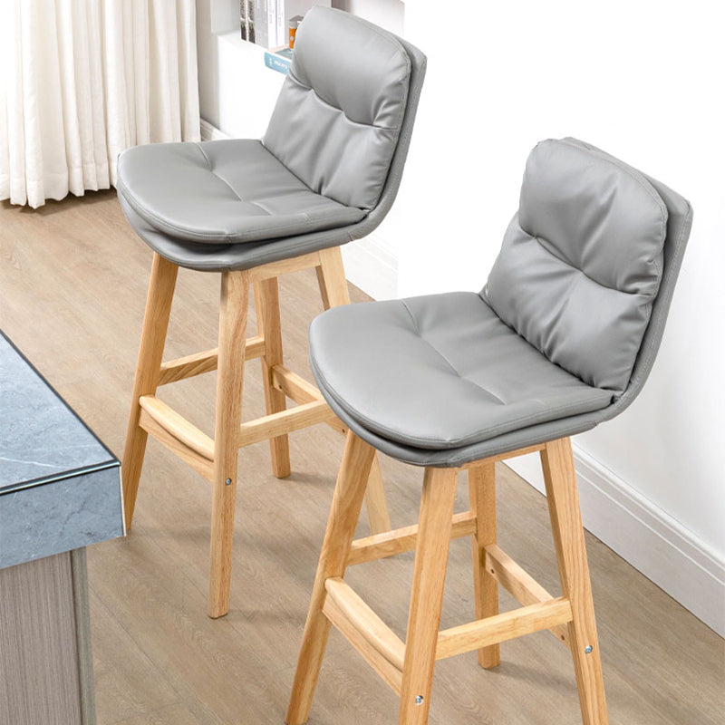 Leather Bucket Bar Stool Low Back Modern Indoor Counter Stool with Wood Legs Clearhalo 'Bar Furniture' 'Bar Stools' 'bar_stools' 'furn' 'furn_bar_stools' 'furniture_bar_stools' 'Kitchen & Dining Furniture' 'kitchen&dining_furn' 'kitchen' 'kitchen_furn' Furniture' 4258839