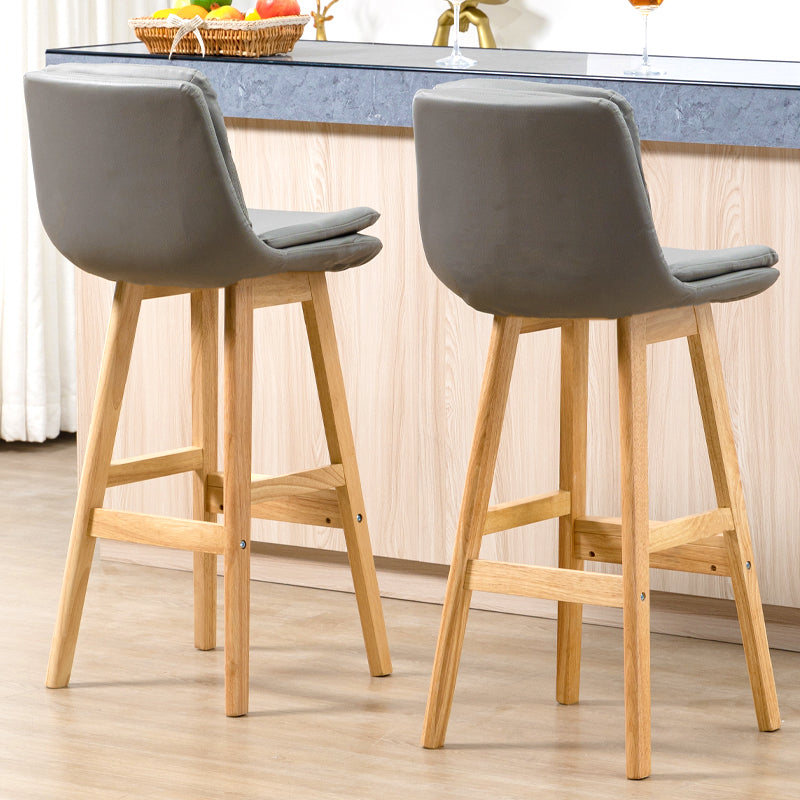 Leather Bucket Bar Stool Low Back Modern Indoor Counter Stool with Wood Legs Clearhalo 'Bar Furniture' 'Bar Stools' 'bar_stools' 'furn' 'furn_bar_stools' 'furniture_bar_stools' 'Kitchen & Dining Furniture' 'kitchen&dining_furn' 'kitchen' 'kitchen_furn' Furniture' 4258840