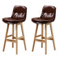 Leather Bucket Bar Stool Low Back Modern Indoor Counter Stool with Wood Legs Brown 2 Piece Set Clearhalo 'Bar Furniture' 'Bar Stools' 'bar_stools' 'furn' 'furn_bar_stools' 'furniture_bar_stools' 'Kitchen & Dining Furniture' 'kitchen&dining_furn' 'kitchen' 'kitchen_furn' Furniture' 4258841