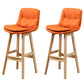 Leather Bucket Bar Stool Low Back Modern Indoor Counter Stool with Wood Legs Orange 2 Piece Set Clearhalo 'Bar Furniture' 'Bar Stools' 'bar_stools' 'furn' 'furn_bar_stools' 'furniture_bar_stools' 'Kitchen & Dining Furniture' 'kitchen&dining_furn' 'kitchen' 'kitchen_furn' Furniture' 4258842