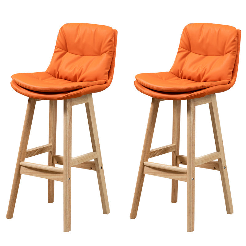 Leather Bucket Bar Stool Low Back Modern Indoor Counter Stool with Wood Legs Orange 2 Piece Set Clearhalo 'Bar Furniture' 'Bar Stools' 'bar_stools' 'furn' 'furn_bar_stools' 'furniture_bar_stools' 'Kitchen & Dining Furniture' 'kitchen&dining_furn' 'kitchen' 'kitchen_furn' Furniture' 4258842