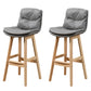 Leather Bucket Bar Stool Low Back Modern Indoor Counter Stool with Wood Legs Light Gray 2 Piece Set Clearhalo 'Bar Furniture' 'Bar Stools' 'bar_stools' 'furn' 'furn_bar_stools' 'furniture_bar_stools' 'Kitchen & Dining Furniture' 'kitchen&dining_furn' 'kitchen' 'kitchen_furn' Furniture' 4258843