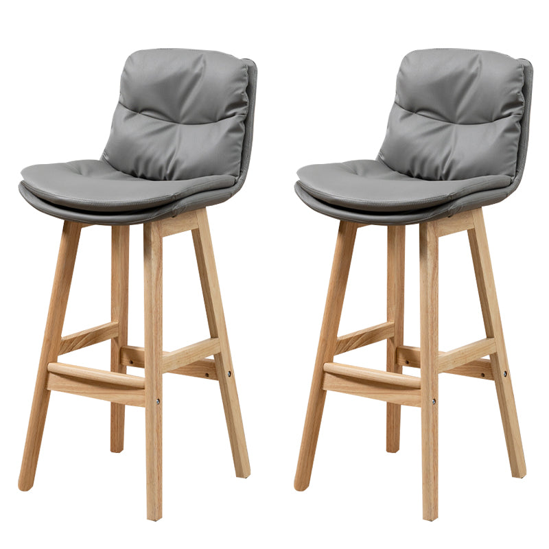 Leather Bucket Bar Stool Low Back Modern Indoor Counter Stool with Wood Legs Light Gray 2 Piece Set Clearhalo 'Bar Furniture' 'Bar Stools' 'bar_stools' 'furn' 'furn_bar_stools' 'furniture_bar_stools' 'Kitchen & Dining Furniture' 'kitchen&dining_furn' 'kitchen' 'kitchen_furn' Furniture' 4258843