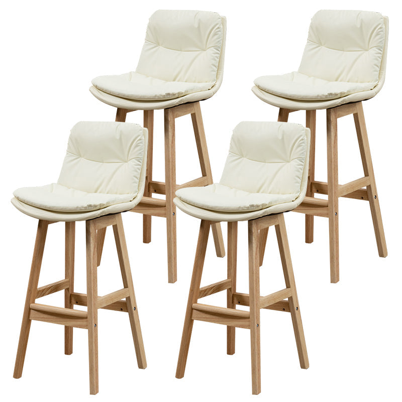 Leather Bucket Bar Stool Low Back Modern Indoor Counter Stool with Wood Legs Off-White 4 Piece Set Clearhalo 'Bar Furniture' 'Bar Stools' 'bar_stools' 'furn' 'furn_bar_stools' 'furniture_bar_stools' 'Kitchen & Dining Furniture' 'kitchen&dining_furn' 'kitchen' 'kitchen_furn' Furniture' 4258844