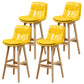 Leather Bucket Bar Stool Low Back Modern Indoor Counter Stool with Wood Legs Yellow 4 Piece Set Clearhalo 'Bar Furniture' 'Bar Stools' 'bar_stools' 'furn' 'furn_bar_stools' 'furniture_bar_stools' 'Kitchen & Dining Furniture' 'kitchen&dining_furn' 'kitchen' 'kitchen_furn' Furniture' 4258845