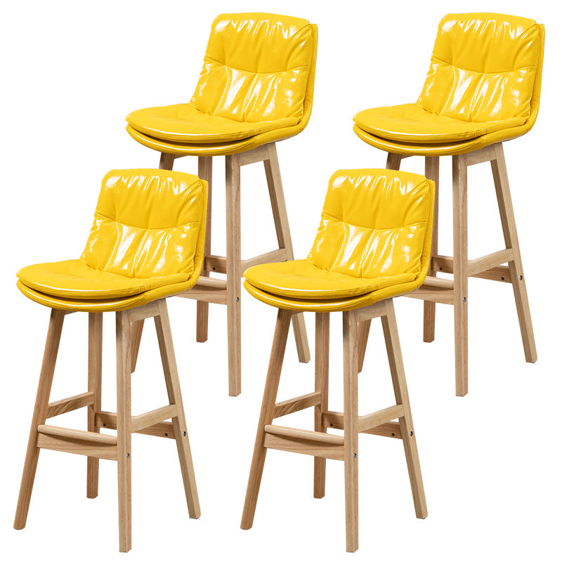 Leather Bucket Bar Stool Low Back Modern Indoor Counter Stool with Wood Legs Yellow 4 Piece Set Clearhalo 'Bar Furniture' 'Bar Stools' 'bar_stools' 'furn' 'furn_bar_stools' 'furniture_bar_stools' 'Kitchen & Dining Furniture' 'kitchen&dining_furn' 'kitchen' 'kitchen_furn' Furniture' 4258845