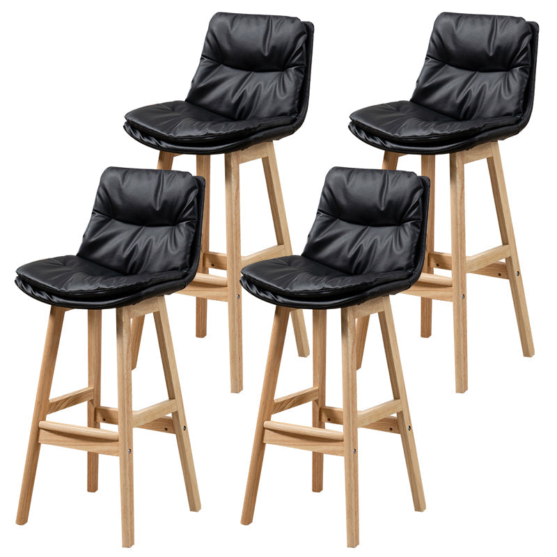 Leather Bucket Bar Stool Low Back Modern Indoor Counter Stool with Wood Legs Black 4 Piece Set Clearhalo 'Bar Furniture' 'Bar Stools' 'bar_stools' 'furn' 'furn_bar_stools' 'furniture_bar_stools' 'Kitchen & Dining Furniture' 'kitchen&dining_furn' 'kitchen' 'kitchen_furn' Furniture' 4258846
