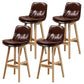 Leather Bucket Bar Stool Low Back Modern Indoor Counter Stool with Wood Legs Brown 4 Piece Set Clearhalo 'Bar Furniture' 'Bar Stools' 'bar_stools' 'furn' 'furn_bar_stools' 'furniture_bar_stools' 'Kitchen & Dining Furniture' 'kitchen&dining_furn' 'kitchen' 'kitchen_furn' Furniture' 4258847