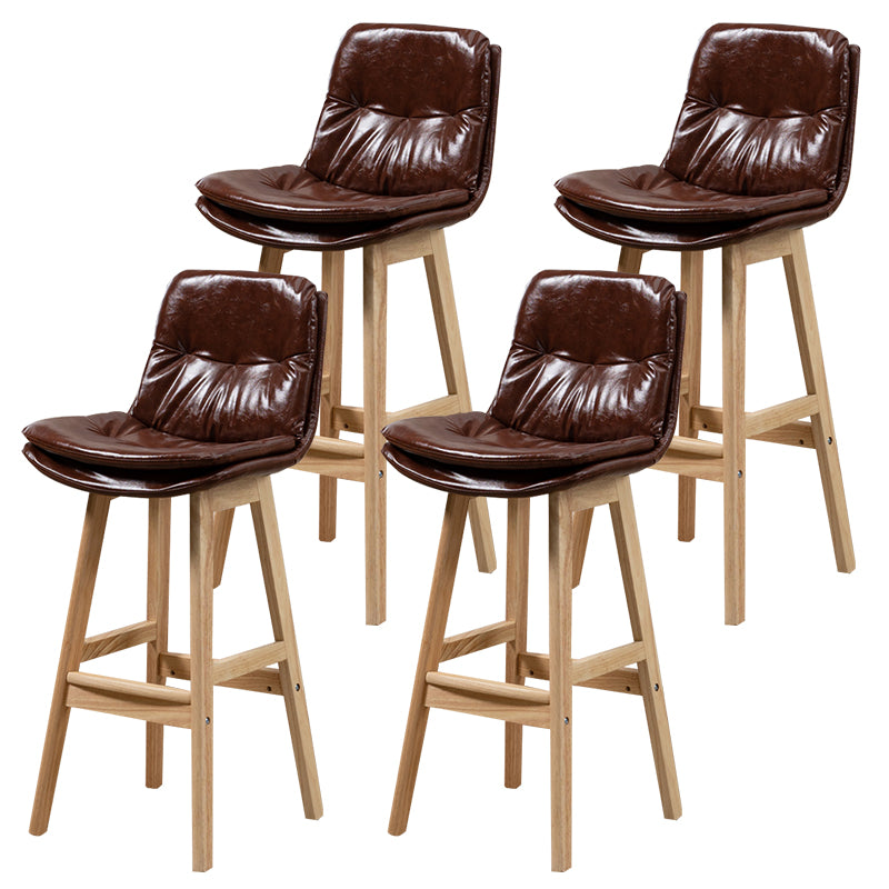 Leather Bucket Bar Stool Low Back Modern Indoor Counter Stool with Wood Legs Brown 4 Piece Set Clearhalo 'Bar Furniture' 'Bar Stools' 'bar_stools' 'furn' 'furn_bar_stools' 'furniture_bar_stools' 'Kitchen & Dining Furniture' 'kitchen&dining_furn' 'kitchen' 'kitchen_furn' Furniture' 4258847