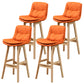 Leather Bucket Bar Stool Low Back Modern Indoor Counter Stool with Wood Legs Orange 4 Piece Set Clearhalo 'Bar Furniture' 'Bar Stools' 'bar_stools' 'furn' 'furn_bar_stools' 'furniture_bar_stools' 'Kitchen & Dining Furniture' 'kitchen&dining_furn' 'kitchen' 'kitchen_furn' Furniture' 4258848