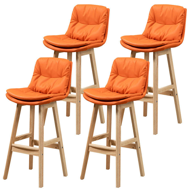 Leather Bucket Bar Stool Low Back Modern Indoor Counter Stool with Wood Legs Orange 4 Piece Set Clearhalo 'Bar Furniture' 'Bar Stools' 'bar_stools' 'furn' 'furn_bar_stools' 'furniture_bar_stools' 'Kitchen & Dining Furniture' 'kitchen&dining_furn' 'kitchen' 'kitchen_furn' Furniture' 4258848