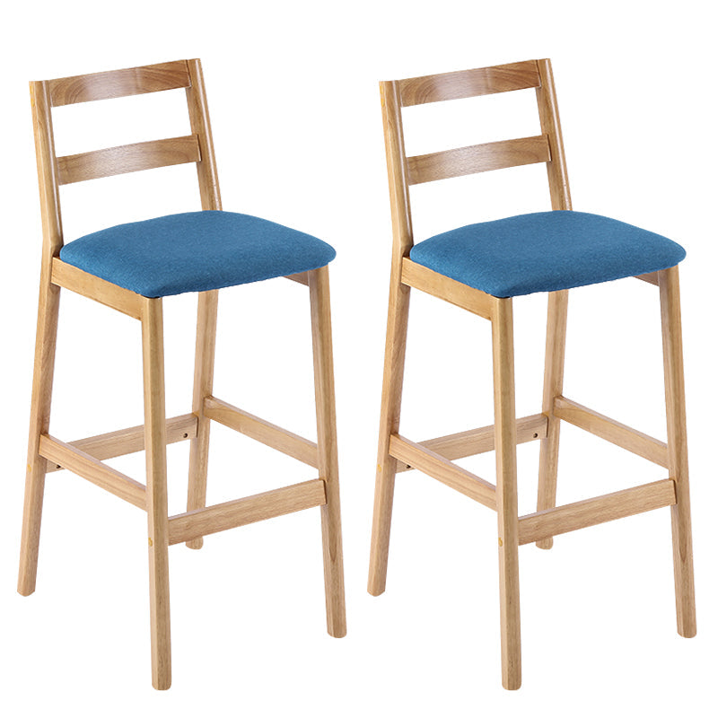 Modern Solid Wood Counter & Bar Stool Low Back Bar Stool with Wood Legs Blue 2 Piece Set Clearhalo 'Bar Furniture' 'Bar Stools' 'bar_stools' 'furn' 'furn_bar_stools' 'furniture_bar_stools' 'Kitchen & Dining Furniture' 'kitchen&dining_furn' 'kitchen' 'kitchen_furn' Furniture' 4258872
