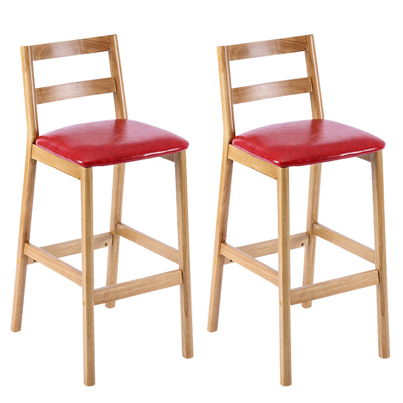 Modern Solid Wood Counter & Bar Stool Low Back Bar Stool with Wood Legs Red 2 Piece Set Clearhalo 'Bar Furniture' 'Bar Stools' 'bar_stools' 'furn' 'furn_bar_stools' 'furniture_bar_stools' 'Kitchen & Dining Furniture' 'kitchen&dining_furn' 'kitchen' 'kitchen_furn' Furniture' 4258875