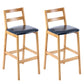Modern Solid Wood Counter & Bar Stool Low Back Bar Stool with Wood Legs Dark Blue 2 Piece Set Clearhalo 'Bar Furniture' 'Bar Stools' 'bar_stools' 'furn' 'furn_bar_stools' 'furniture_bar_stools' 'Kitchen & Dining Furniture' 'kitchen&dining_furn' 'kitchen' 'kitchen_furn' Furniture' 4258880