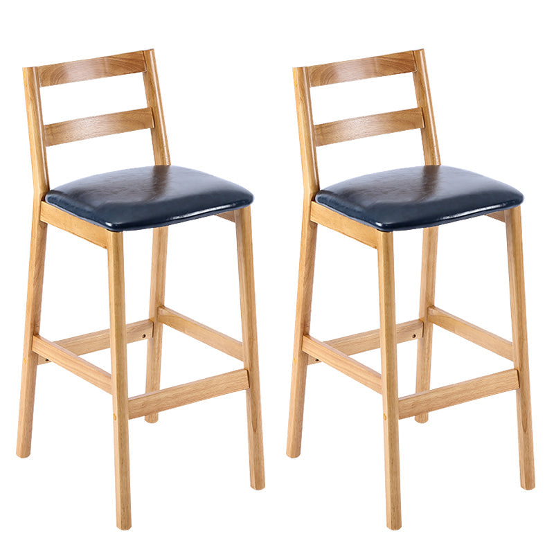 Modern Solid Wood Counter & Bar Stool Low Back Bar Stool with Wood Legs Dark Blue 2 Piece Set Clearhalo 'Bar Furniture' 'Bar Stools' 'bar_stools' 'furn' 'furn_bar_stools' 'furniture_bar_stools' 'Kitchen & Dining Furniture' 'kitchen&dining_furn' 'kitchen' 'kitchen_furn' Furniture' 4258880
