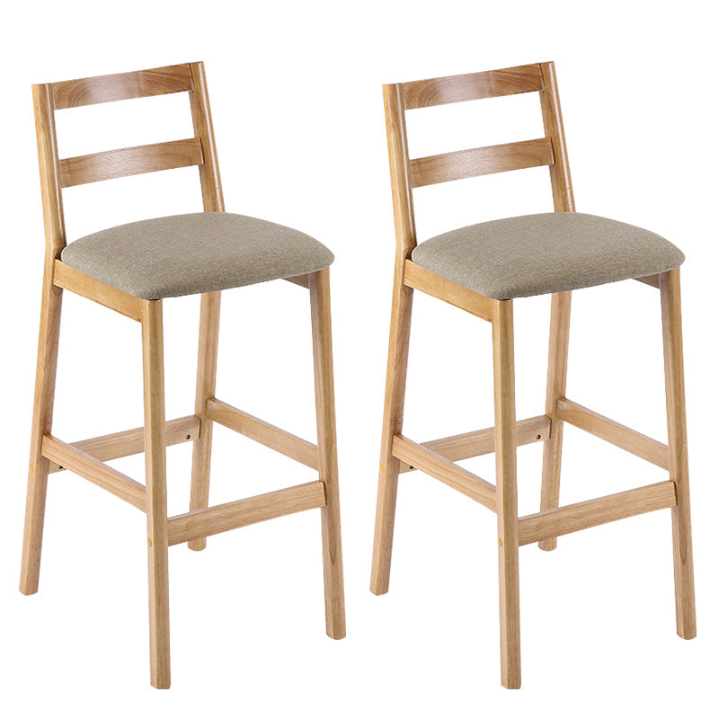 Modern Solid Wood Counter & Bar Stool Low Back Bar Stool with Wood Legs Khaki 2 Piece Set Clearhalo 'Bar Furniture' 'Bar Stools' 'bar_stools' 'furn' 'furn_bar_stools' 'furniture_bar_stools' 'Kitchen & Dining Furniture' 'kitchen&dining_furn' 'kitchen' 'kitchen_furn' Furniture' 4258882