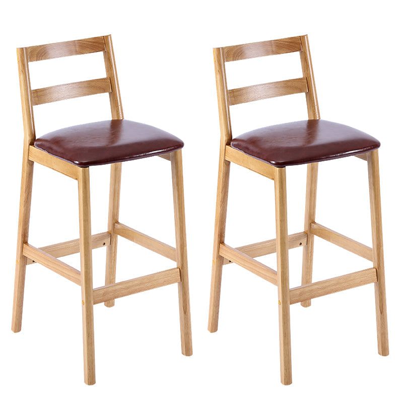 Modern Solid Wood Counter & Bar Stool Low Back Bar Stool with Wood Legs Brown 2 Piece Set Clearhalo 'Bar Furniture' 'Bar Stools' 'bar_stools' 'furn' 'furn_bar_stools' 'furniture_bar_stools' 'Kitchen & Dining Furniture' 'kitchen&dining_furn' 'kitchen' 'kitchen_furn' Furniture' 4258884