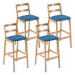Modern Solid Wood Counter & Bar Stool Low Back Bar Stool with Wood Legs Blue 4 Piece Set Clearhalo 'Bar Furniture' 'Bar Stools' 'bar_stools' 'furn' 'furn_bar_stools' 'furniture_bar_stools' 'Kitchen & Dining Furniture' 'kitchen&dining_furn' 'kitchen' 'kitchen_furn' Furniture' 4258885