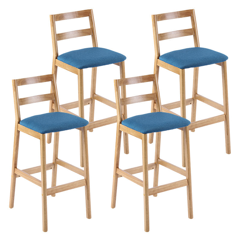 Modern Solid Wood Counter & Bar Stool Low Back Bar Stool with Wood Legs Blue 4 Piece Set Clearhalo 'Bar Furniture' 'Bar Stools' 'bar_stools' 'furn' 'furn_bar_stools' 'furniture_bar_stools' 'Kitchen & Dining Furniture' 'kitchen&dining_furn' 'kitchen' 'kitchen_furn' Furniture' 4258885