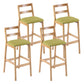 Modern Solid Wood Counter & Bar Stool Low Back Bar Stool with Wood Legs Green 4 Piece Set Clearhalo 'Bar Furniture' 'Bar Stools' 'bar_stools' 'furn' 'furn_bar_stools' 'furniture_bar_stools' 'Kitchen & Dining Furniture' 'kitchen&dining_furn' 'kitchen' 'kitchen_furn' Furniture' 4258887