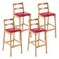 Modern Solid Wood Counter & Bar Stool Low Back Bar Stool with Wood Legs Red 4 Piece Set Clearhalo 'Bar Furniture' 'Bar Stools' 'bar_stools' 'furn' 'furn_bar_stools' 'furniture_bar_stools' 'Kitchen & Dining Furniture' 'kitchen&dining_furn' 'kitchen' 'kitchen_furn' Furniture' 4258888