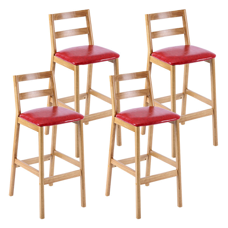 Modern Solid Wood Counter & Bar Stool Low Back Bar Stool with Wood Legs Red 4 Piece Set Clearhalo 'Bar Furniture' 'Bar Stools' 'bar_stools' 'furn' 'furn_bar_stools' 'furniture_bar_stools' 'Kitchen & Dining Furniture' 'kitchen&dining_furn' 'kitchen' 'kitchen_furn' Furniture' 4258888