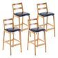 Modern Solid Wood Counter & Bar Stool Low Back Bar Stool with Wood Legs Dark Blue 4 Piece Set Clearhalo 'Bar Furniture' 'Bar Stools' 'bar_stools' 'furn' 'furn_bar_stools' 'furniture_bar_stools' 'Kitchen & Dining Furniture' 'kitchen&dining_furn' 'kitchen' 'kitchen_furn' Furniture' 4258893