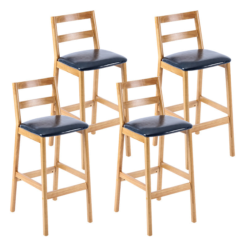 Modern Solid Wood Counter & Bar Stool Low Back Bar Stool with Wood Legs Dark Blue 4 Piece Set Clearhalo 'Bar Furniture' 'Bar Stools' 'bar_stools' 'furn' 'furn_bar_stools' 'furniture_bar_stools' 'Kitchen & Dining Furniture' 'kitchen&dining_furn' 'kitchen' 'kitchen_furn' Furniture' 4258893