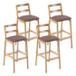 Modern Solid Wood Counter & Bar Stool Low Back Bar Stool with Wood Legs Coffee 4 Piece Set Clearhalo 'Bar Furniture' 'Bar Stools' 'bar_stools' 'furn' 'furn_bar_stools' 'furniture_bar_stools' 'Kitchen & Dining Furniture' 'kitchen&dining_furn' 'kitchen' 'kitchen_furn' Furniture' 4258894