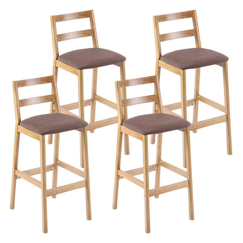 Modern Solid Wood Counter & Bar Stool Low Back Bar Stool with Wood Legs Coffee 4 Piece Set Clearhalo 'Bar Furniture' 'Bar Stools' 'bar_stools' 'furn' 'furn_bar_stools' 'furniture_bar_stools' 'Kitchen & Dining Furniture' 'kitchen&dining_furn' 'kitchen' 'kitchen_furn' Furniture' 4258894