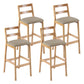 Modern Solid Wood Counter & Bar Stool Low Back Bar Stool with Wood Legs Khaki 4 Piece Set Clearhalo 'Bar Furniture' 'Bar Stools' 'bar_stools' 'furn' 'furn_bar_stools' 'furniture_bar_stools' 'Kitchen & Dining Furniture' 'kitchen&dining_furn' 'kitchen' 'kitchen_furn' Furniture' 4258895